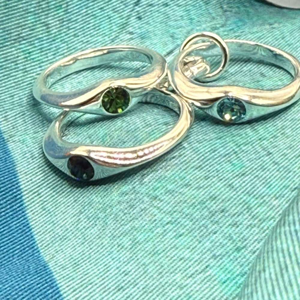 Sterling Silver-plated triple ring with blue tone crystals from UNO de 50 - Picture 7 of 7